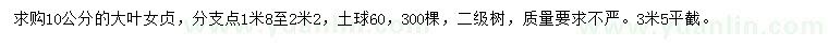 求購10公分大葉女貞