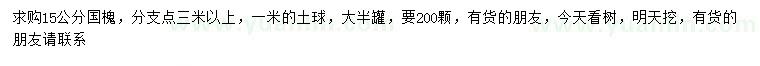 求購15公分國槐