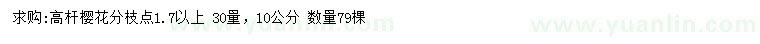 求購(gòu)30量10公分高桿櫻花