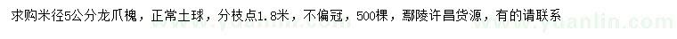 求購米徑5公分龍爪槐