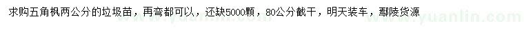 求購2公分五角楓