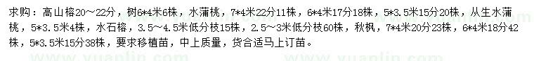 求購高山榕、水蒲桃、叢生水蒲桃等