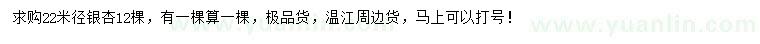 求購米徑22公分銀杏