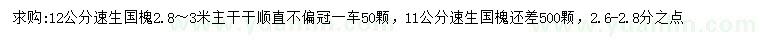 求購(gòu)11、12公分速生國(guó)槐