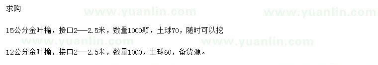 求購(gòu)12、15公分金葉榆