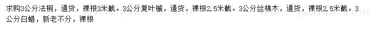 求購(gòu)法桐、復(fù)葉槭、絲棉木等