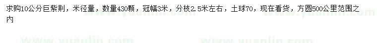 求購(gòu)米徑10公分巨紫荊