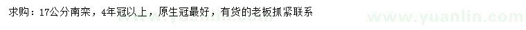求購17公分南欒