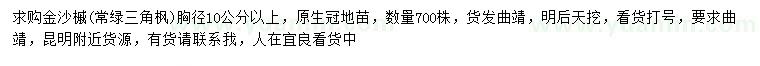 求購胸徑10公分以上金沙槭