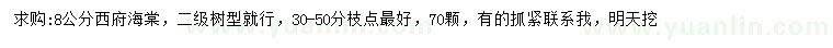 求購8公分西府海棠