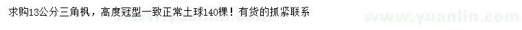 求購13公分三角楓