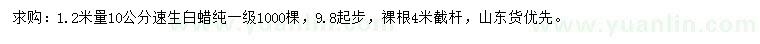 求購1.2米量9.8公分以上速生白蠟