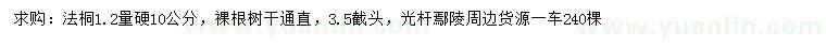 求購1.2米量10公分法桐
