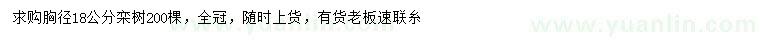 求購(gòu)胸徑18公分欒樹