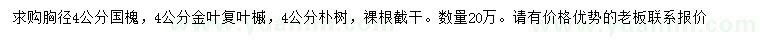 求購胸徑4公分國槐、金葉復(fù)葉槭