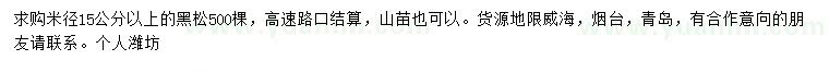 求購米徑15公分以上黑松