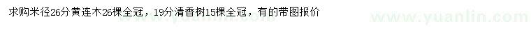 求購(gòu)米徑26公分黃連木、19公分清香木