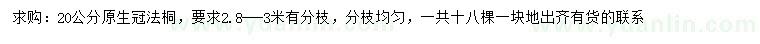 求購20公分法桐