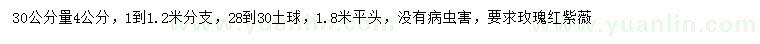 求購30公分量4公分玫瑰紅紫薇