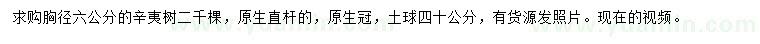 求購胸徑6公分辛夷