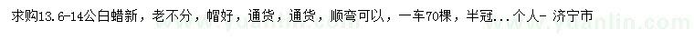求購13.6-14公分白蠟