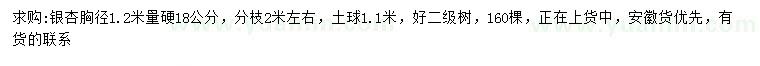 求購18公分銀杏