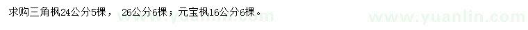 求購三角楓、元寶楓