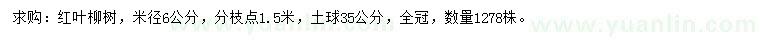 求購米徑6公分紅葉柳