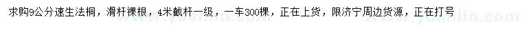 求購(gòu)9公分速生法桐