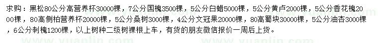 求購黑松、國槐、白蠟等