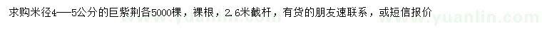 求購米徑4-5公分巨紫荊