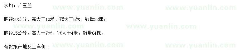 求購胸徑15、30公分廣玉蘭