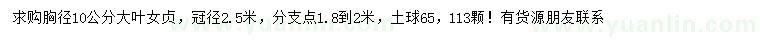 求購胸徑10公分大葉女貞