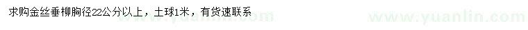求購(gòu)胸徑22公分以上金絲垂柳