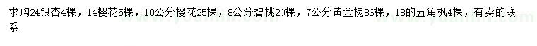 求購銀杏、櫻花、碧桃等