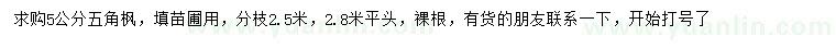 求購(gòu)5公分五角楓