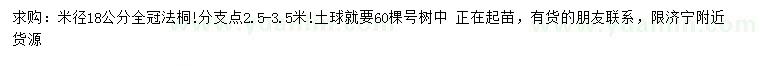 求購米徑18公分法桐