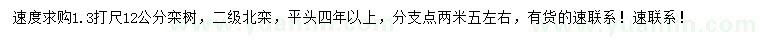 求購(gòu)1.3米量12公分欒樹(shù)