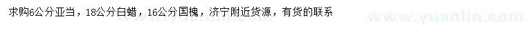 求購亞當海棠、白蠟、國槐