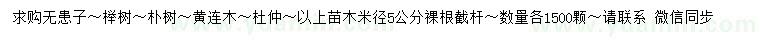 求購無患子、櫸樹、樸樹等