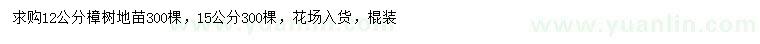 求購(gòu)12、15公分樟樹(shù)