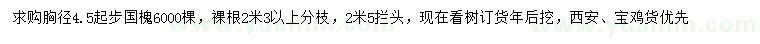 求購胸徑4.5公分以上國槐