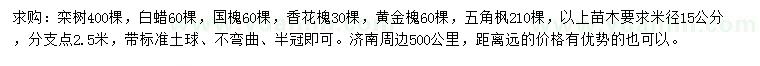 求購欒樹、白蠟、國槐等