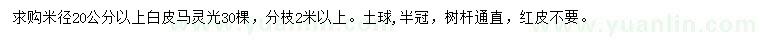 求購(gòu)米徑20公分以上馬靈光