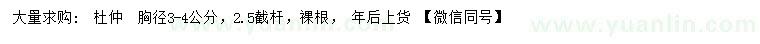 求購胸徑3-4公分杜仲