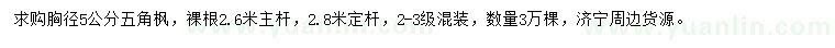 求購胸徑5公分五角楓