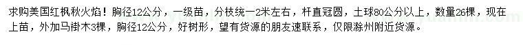 求購(gòu)胸徑12公分美國(guó)紅楓秋火焰