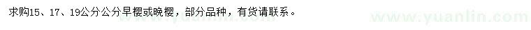 求購15、17、19公分早櫻、晚櫻