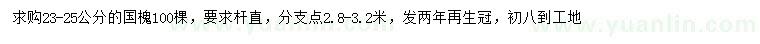 求購(gòu)23-25公分國(guó)槐