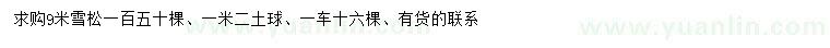 求購(gòu)9米雪松
